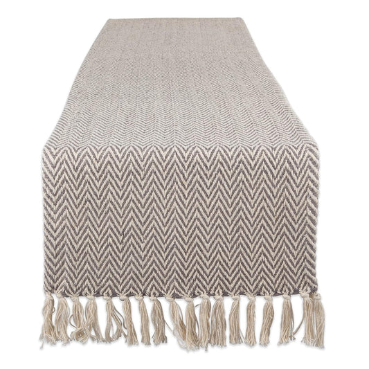 DII Design Woven Basic Tabletop Collection, Chevron Table Runner, 15x108, Gray
