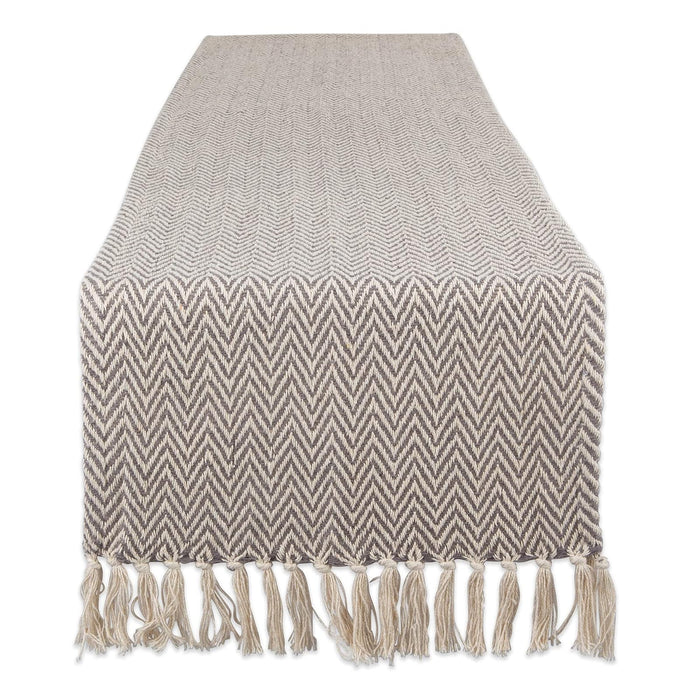 DII Design Woven Basic Tabletop Collection, Chevron Table Runner, 15x108, Gray