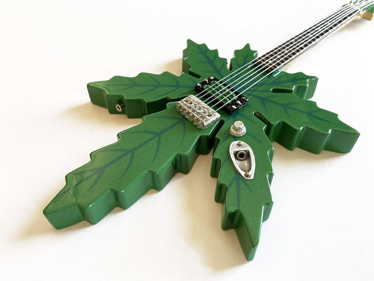 AXE HEAVEN 1:4 Scale Replica Pot Leaf Guitar Tommy Chong Pot Leaf Mini Guitar - Cheech and Chong Collectible
