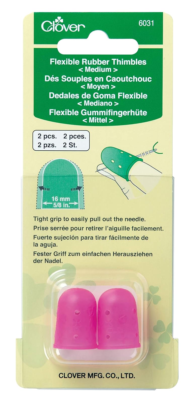 Clover 6031 Flexible Rubber Medium Thimble, Pink 2