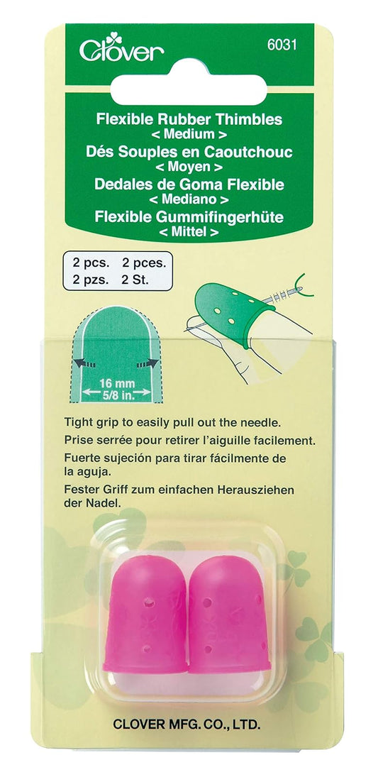 Clover 6031 Flexible Rubber Medium Thimble, Pink 2