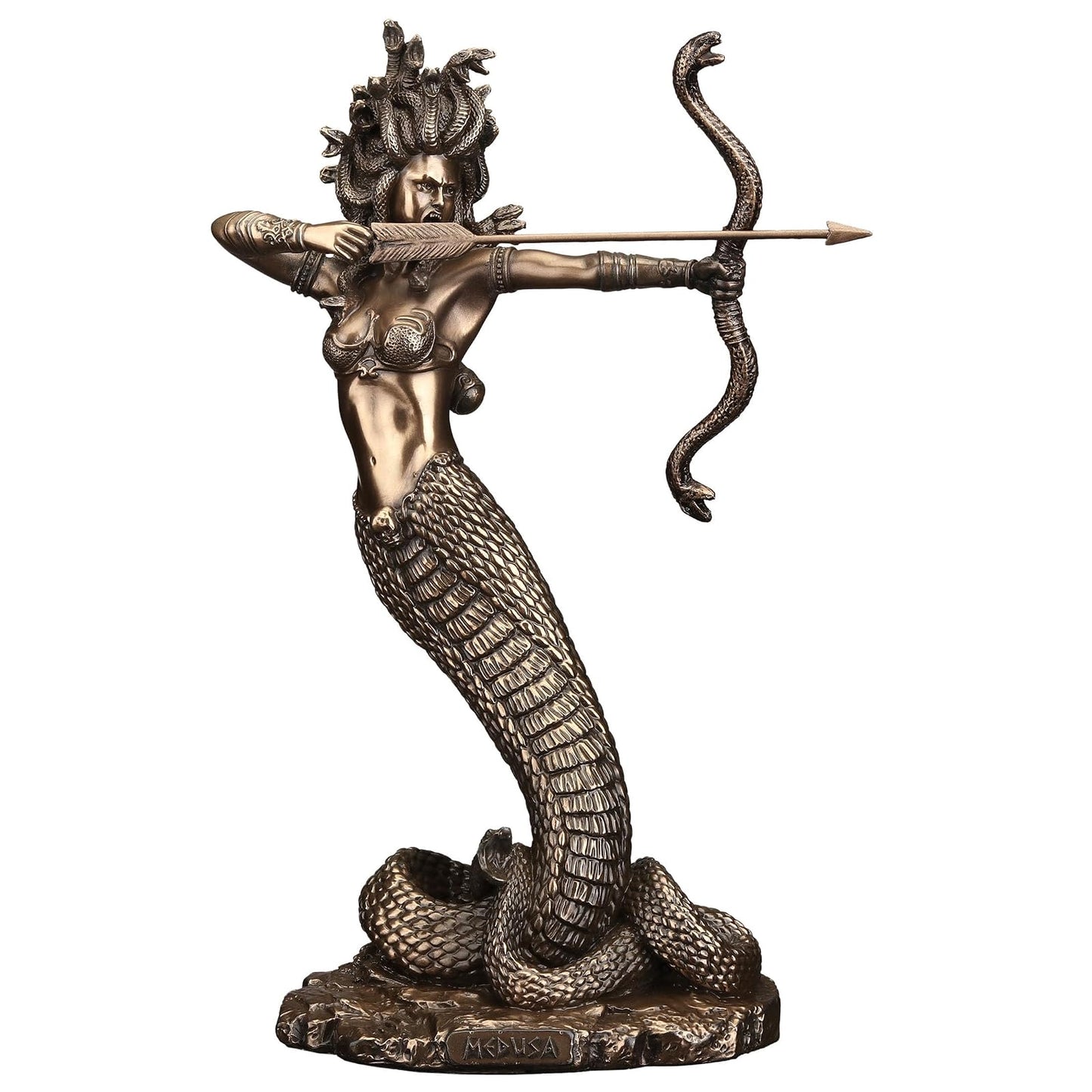 Unicorn Studio Veronese Design 9" Furious Medusa Shooting Arrow Resin Sculpture Bronze Finish
