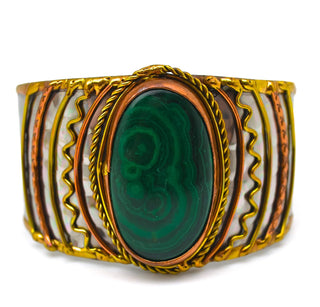 ANJU JEWELRY Janya Collection Mixed Metal Cuff Bracelet - Malachite Stone