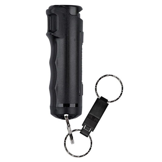 SABRE RED Pepper Gel with Safety Whistle Detachable Keychain, 25 Bursts, 12-Foot Range, Whistle Calls for Help and Can Be Heard Up to 750 Feet, UV Marking Dye, Ergonomic Finger Grip, Flip Top Safety