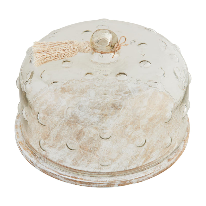 Mud Pie Hobnail Glass Cake Dome, 7" x 11" dia, CLEAR