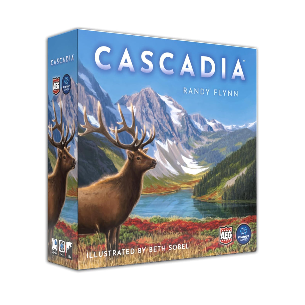AEG Cascadia, Award-Winning Board Game Set in Pacific Northwest, Build Nature Corridors, Attract Wildlife, Ages 10+, 1-4 Players, 30-45 Min, Flatout Games, Alderac Entertainment Group (AEG)