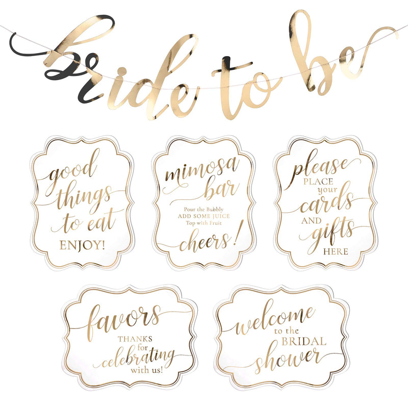 Lillian Rose White Gold Bridal Shower Signs and Bunting, 18"
