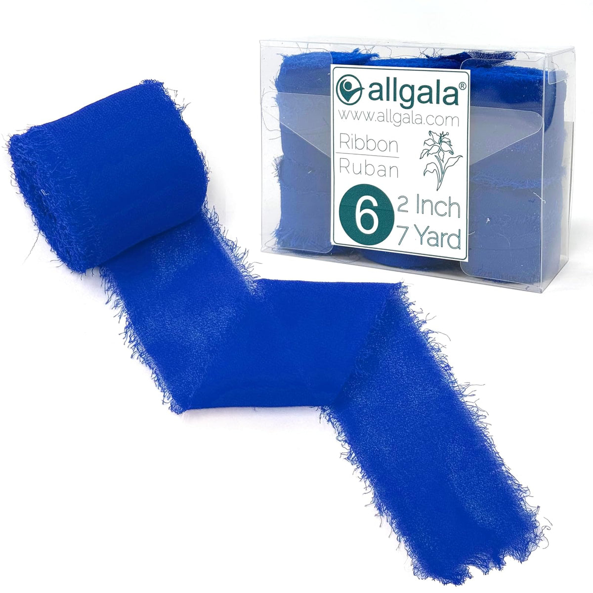 allgala Decorative Ribbon Trim, 6 Roll 2"x7yd, Blue