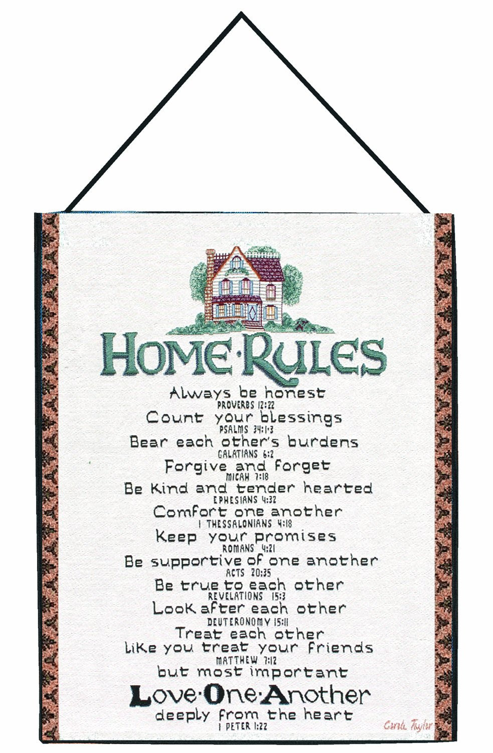 Manual Inspirational Collection Wall Hanging with Frame Home Rules with Verses X Carol Taylor 13 X 18-Inch