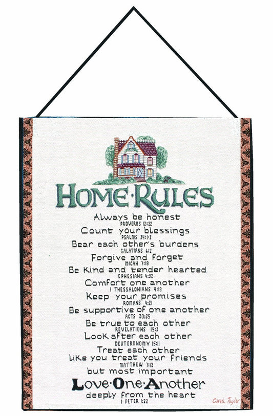 Manual Inspirational Collection Wall Hanging with Frame Home Rules with Verses X Carol Taylor 13 X 18-Inch
