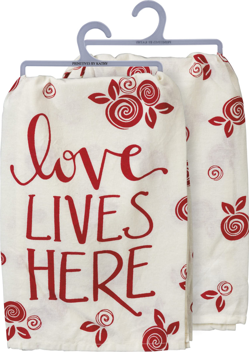 Primitives by Kathy Love Lives Here Dish Towel 28" x 28"