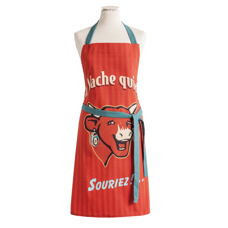 Coucke Apron Cotton Retro Laughing Cow Red 76 x 85 cm