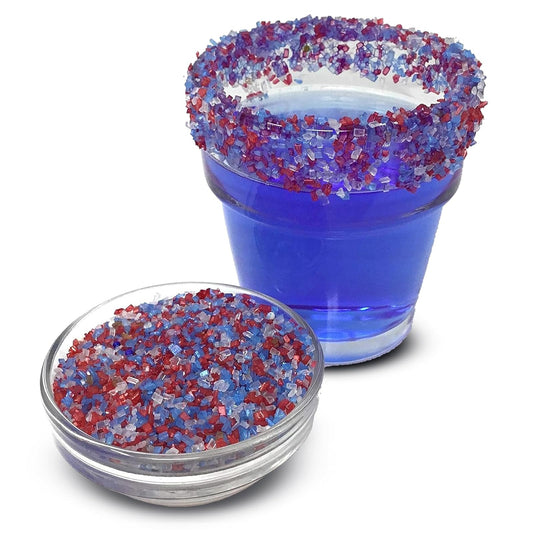 Ultimate Baker Snowy River Americas Cocktail Sugar - Kosher All Natural Red, White, and Blue Cocktail Rimmer and Coffee Rimmer (Americas, 8oz Bag)