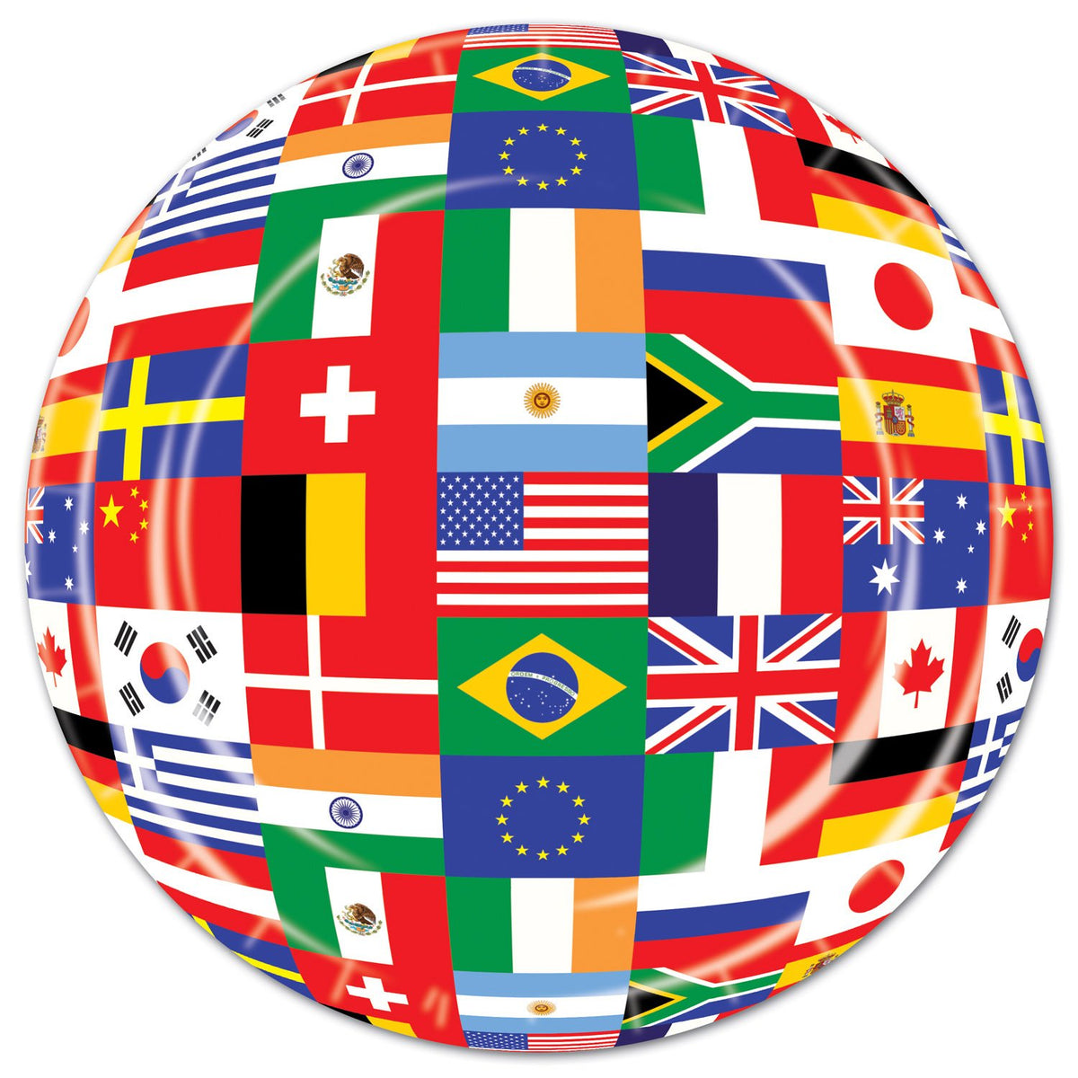 Beistle 8 Piece Durable Disposable Paper International World Flags Plates Travel Theme Party Tableware, 9", Multicolored