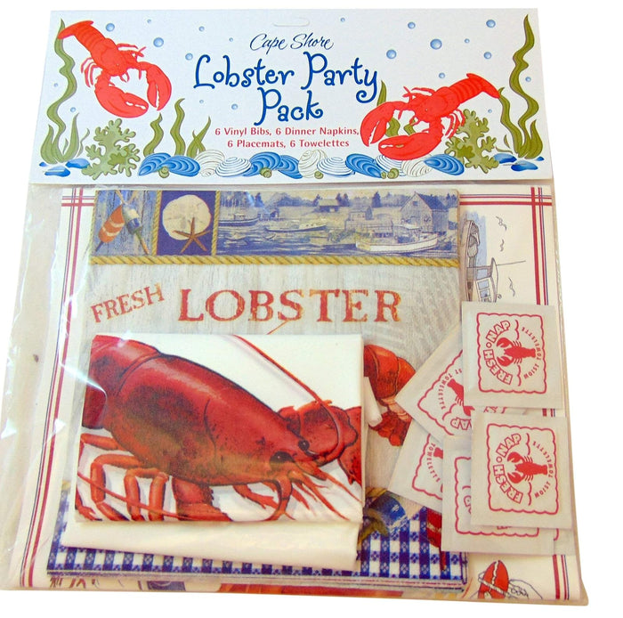 Cape Shore Lobster Crab Seafood Party Pack with 6 Bibs 6 Napkins 6 Placemats 6 Towelettes