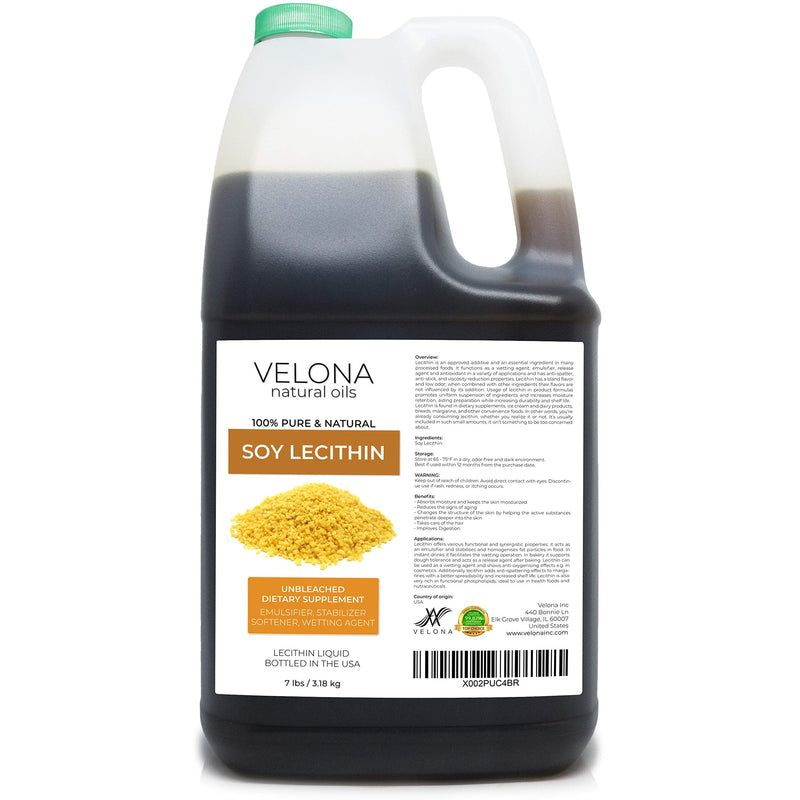 velona Liquid Soy Lecithin 7 LB | Food Grade | Unbleached| Emulsifier, Stabilizer, Softener, Smoother, Wetting Agent | Use Today - Enjoy Results