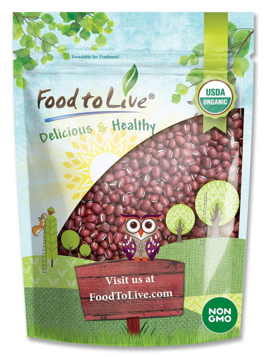 Organic Adzuki Beans, 3 Pounds — Whole Raw Dried Azuki Beans (Red Mung Beans), Non-GMO, Sproutable, Kosher, and Vegan, Bulk Organic Beans. Rich in Minerals, Dietary Fiber and Protein. Perfect for Red Bean Paste, Soups, and Stews.