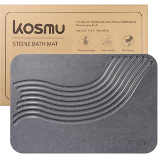 KOSMU Bathtub Shower Mat, 23.6" x 15.4" (Rectangular), Zen / Graphite