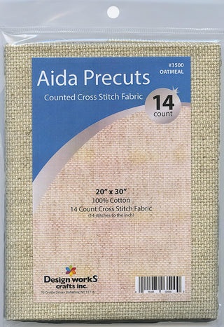 Design Works Crafts 30 Inch 14 Count Aida Cloth, Oatmeal Cross Stitch Fabri