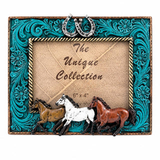 Comfy Hour 9.3 Inch Horse Picture Frame, Western Horseshoe Decor