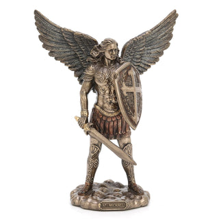 Unicorn Studio Veronese Design 7 3/4" Archangel Saint Michael Sword and Shield Resin Sculpture Cast Bronze Finish