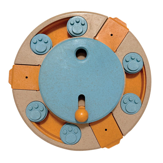 foufouBRAND Round Hide 'n Seek Multi-Play Turntable Puzzle Pet Toy, 10.7-inch Length, Pet Accessories