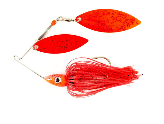 Nichols Lures Pulsator Metal Flake Double Willow Spinnerbait, Red Pepper, 3/8-Ounce