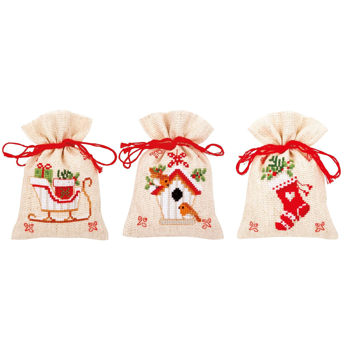 Vervaco Art Craft Kit, 1, Christmas Motif (18 Count) 3/Pkg