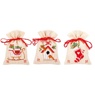 Vervaco Art Craft Kit, 1, Christmas Motif (18 Count) 3/Pkg