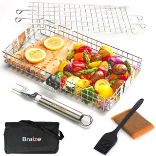 Braize Cooking Container, Adjustable w/ Sponges, Chrome