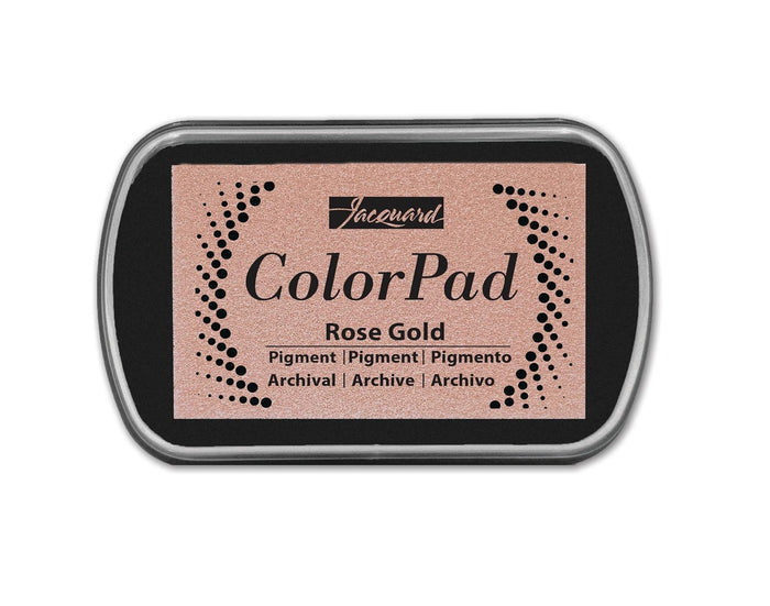 Jacquard ColorPad Archival Pigment Ink Stamp Pads- Metallic Rose Gold - Acid Free - Non-Toxic - Excellent for Blending, Embossing and Stamping
