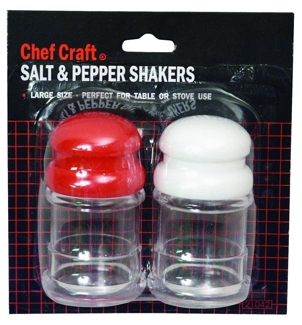 Chef Craft Salt & Pepper Shakers | White and Red, 3.5-Inches Tall by 1.75-Inches Wide | 1-Set