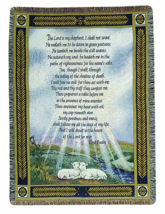 Manual 50 x 60-Inch Tapestry Throw, 23rd Psalm The Lord Is My Shepherd