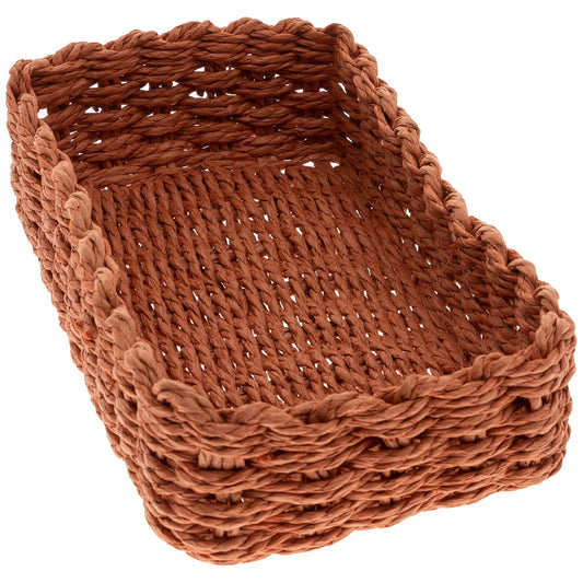 Boston International Woven Basket Napkin Holder Caddy, Guest Towel Size, Terracotta