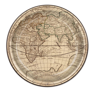 Beistle 59984 Globe Map Round Plates, 8 Pcs