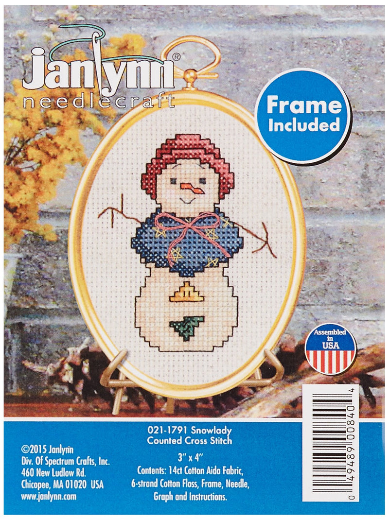 Janlynn 21-1791 14 Count Snowlady Mini Counted Cross Stitch Kit, 3" by 4"