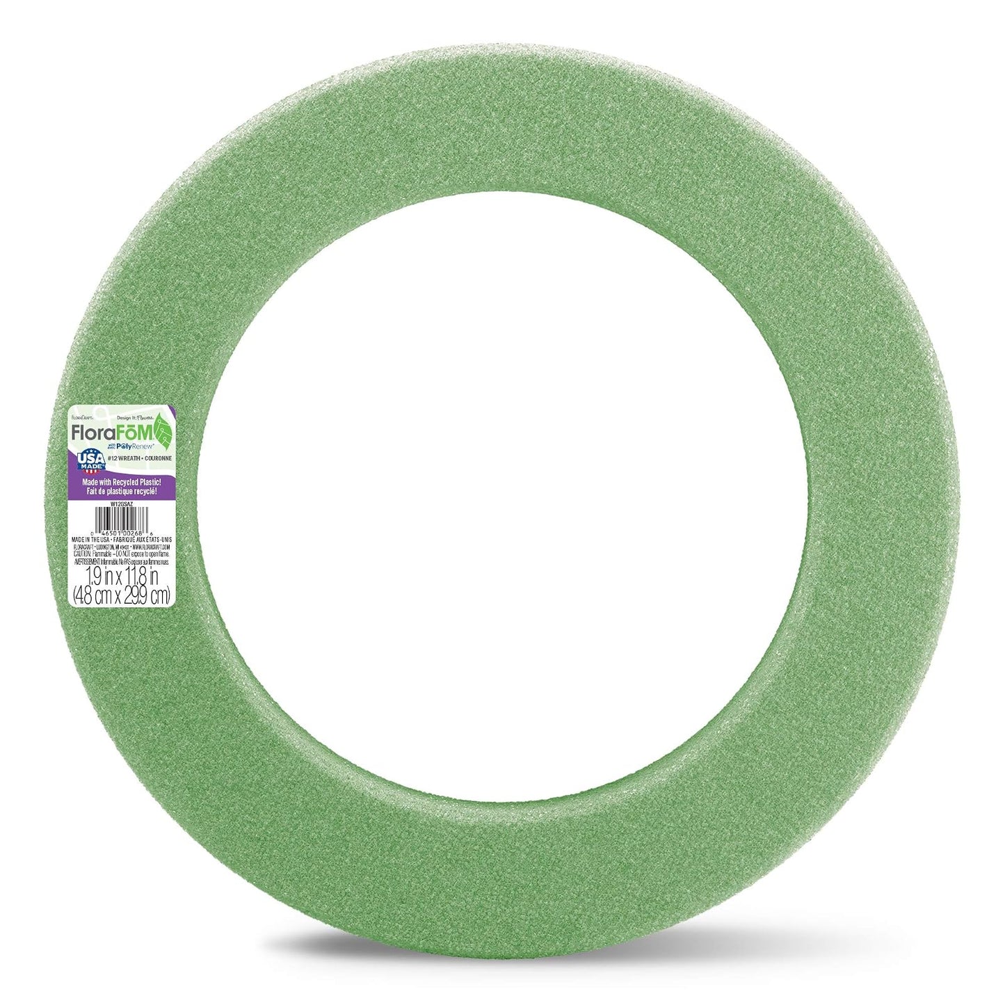 FloraCraft FloraFM Wreath 1.9 Inch x 11.8 Inch Green