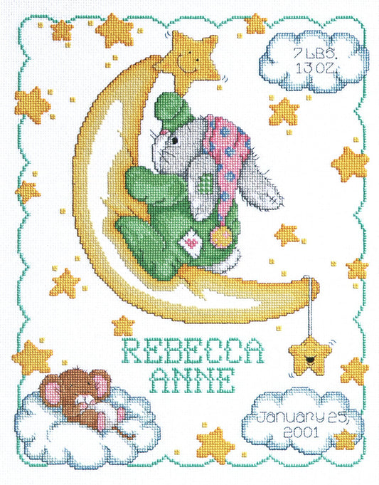 Design Works Crafts Janlynn Cross Stitch Kit, 14-Inch by 11-Inch, Crescent Moon Birth Announcement
