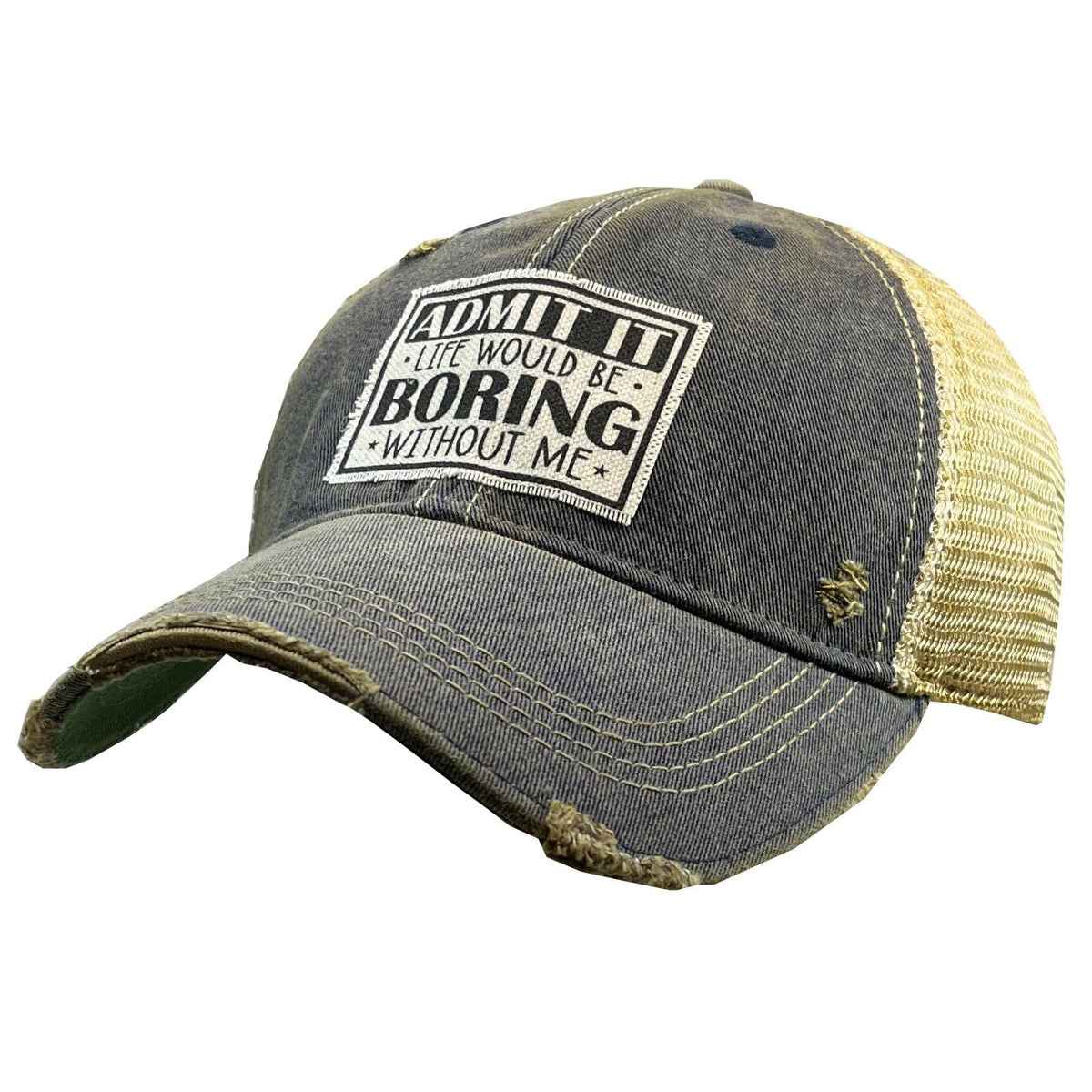 VINTAGE LIFE Hat, Navy Blue Distressed, Snapback