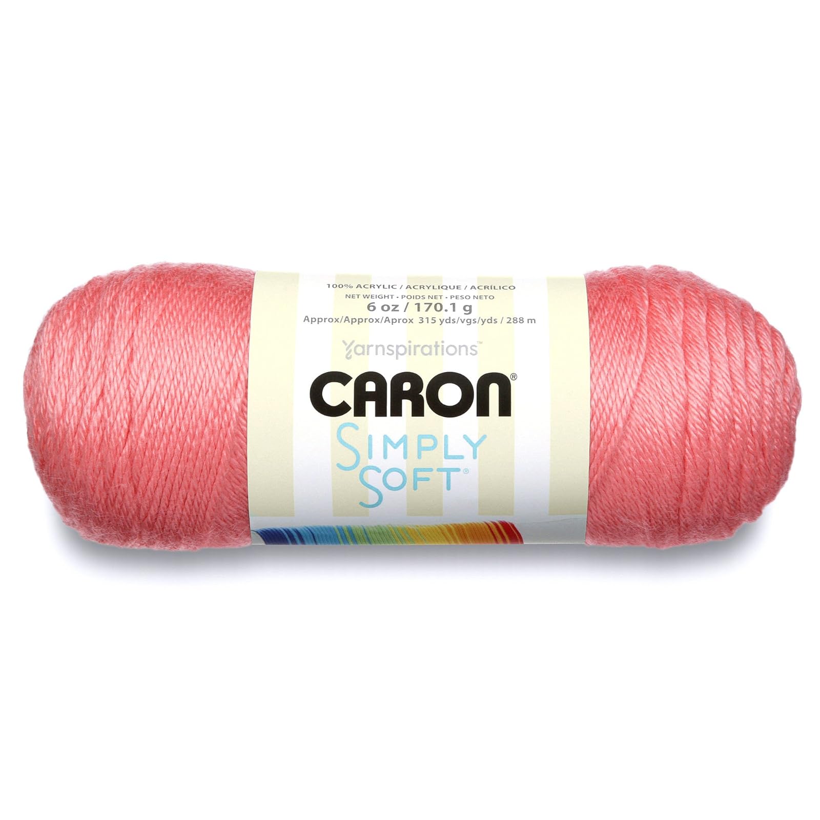 Spinrite Yarns (CA) Caron Simply Soft Collection Yarn, 6oz, Gauge 4 Medium Worsted, 100% Acrylic - Strawberry (H97COL0015)