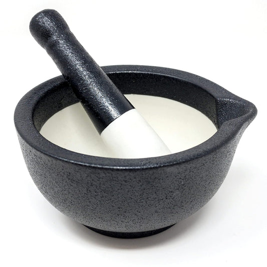 Norpro Mortar And Pestle Set, 4.88" x 4.5" x 2.5", Black