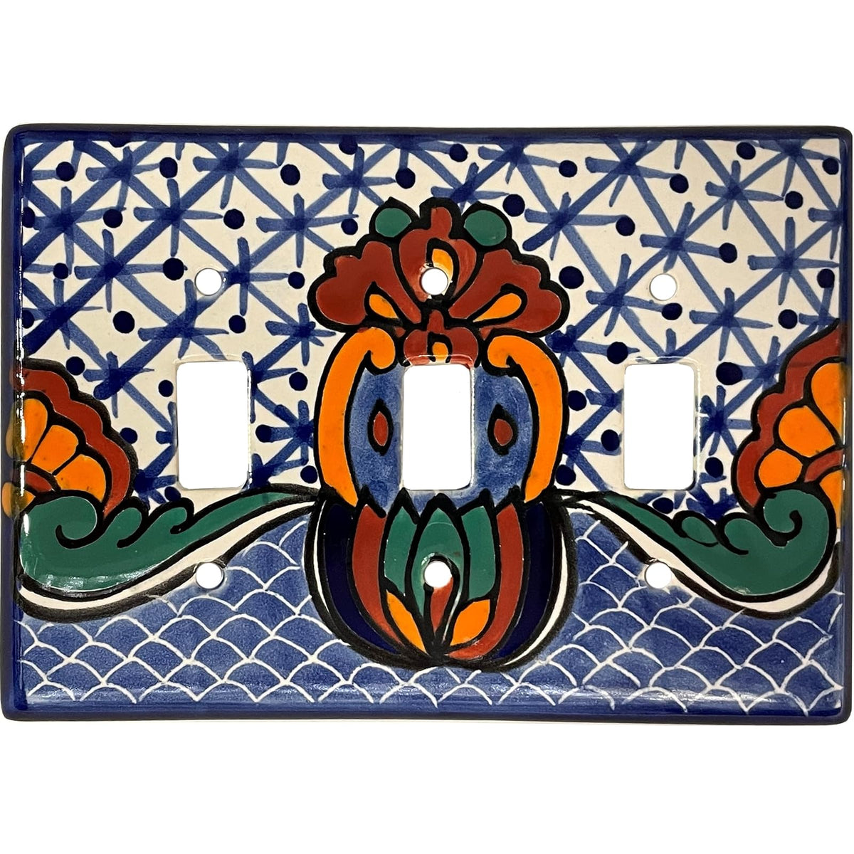 Fine Crafts Imports Wall Plate, Ceramic, Triple Toggle Turtle