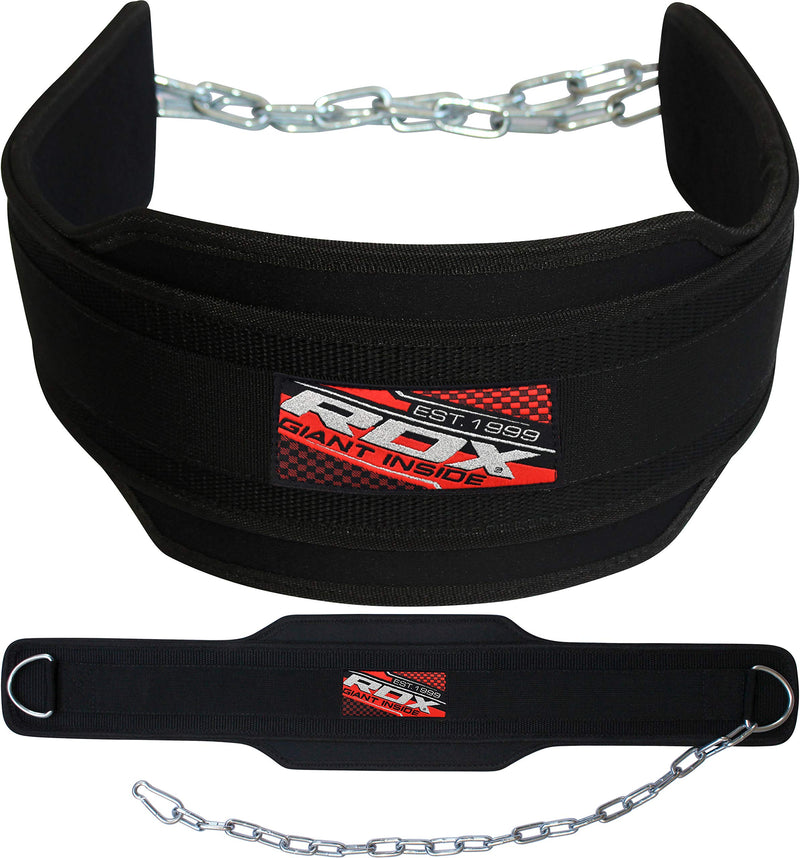 RDX Dipping Belt for Weight Lifting with Adjustable Steel Chain- Great for Chin Pull Ups, Weighted Parallel Dips, Platform Squats, Calf Raises - 6” Back Support for Powerlifting, Strength Training