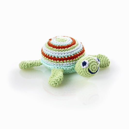 Pebble Fair Trade Hand Made PlushToy - Green Sea Turtle Rattle