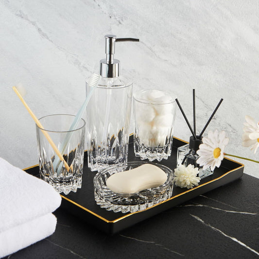 Locco Decor Bathroom Container Set, Clear, Modern