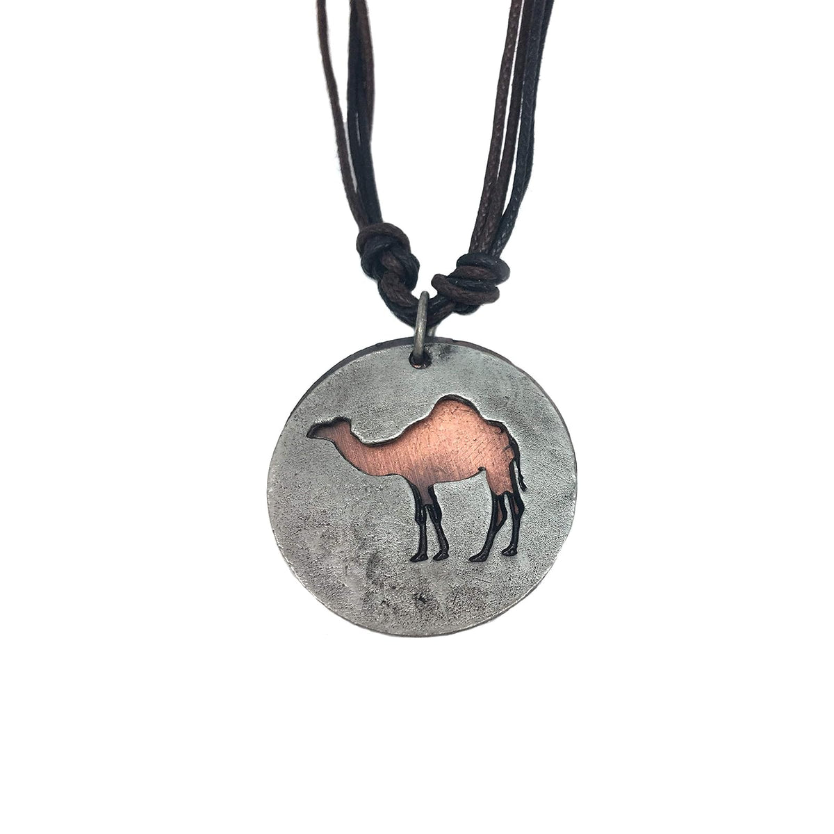 Anju Necklace, 17 inches, Pewter,Camel