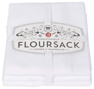 Now Designs Classic Floursack Kitchen Towels, Set of Three, White