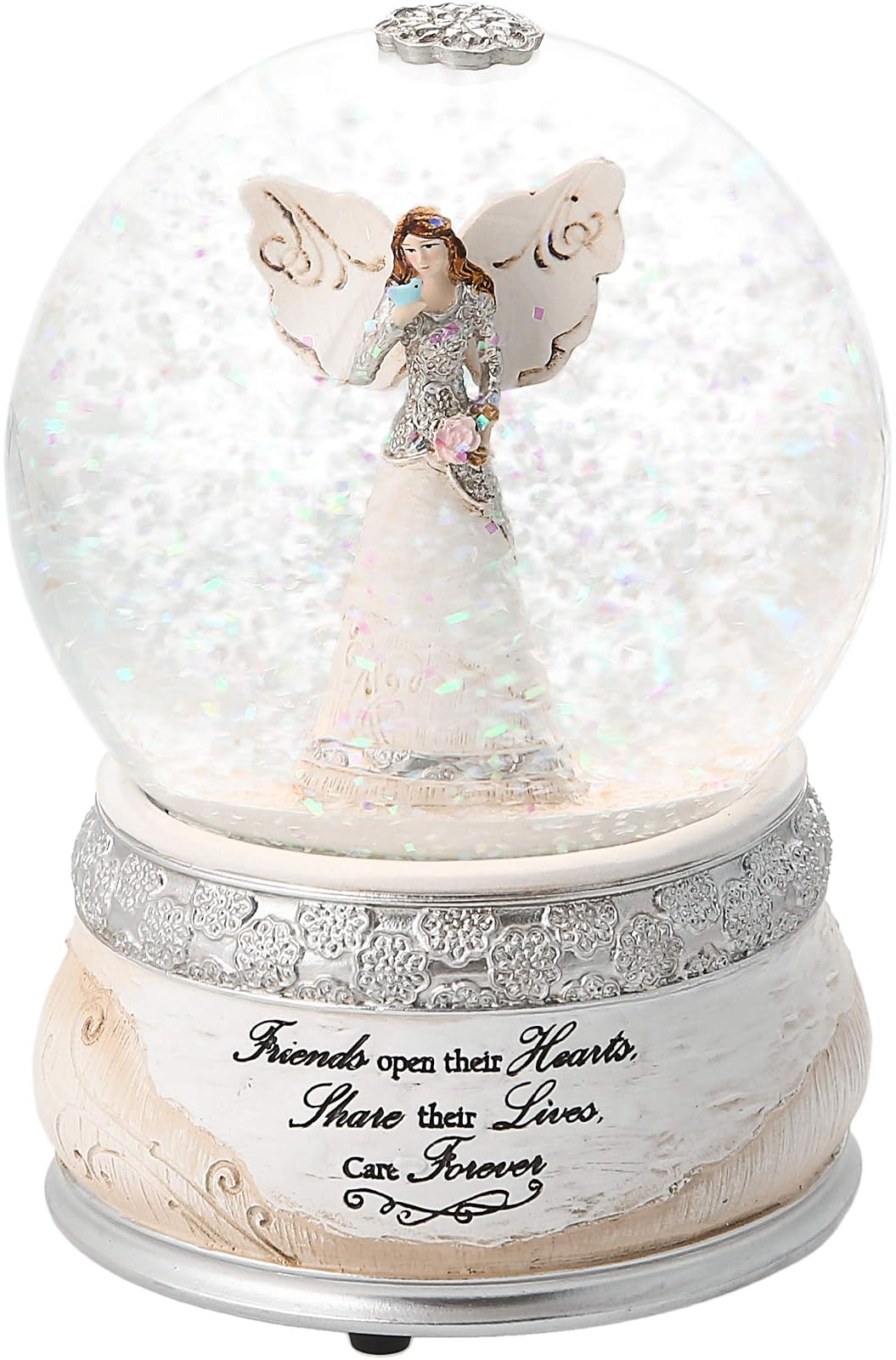 Pavilion Gift Company Elements Friends Angel Musical Waterglobe, 6-Inch/100mm, Inscription Friends Open Their Hearts Share Their Lives, Care Forever