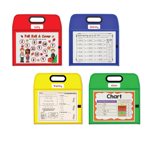 C-Line Portable Dry-Erase Pockets - Study Aid, Assorted Primary Colors, 10 x 13, 1/EA