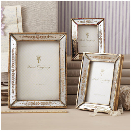 Two's Company 7825 Set of 3 Gold Leaf Photo Frames Assorted 3 Sizes